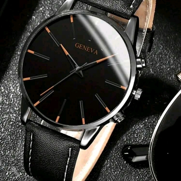 Men's Quartz Watch Suit: Classic Faux Leather Strap, Round Dial, Durability - Picture 2 of 2